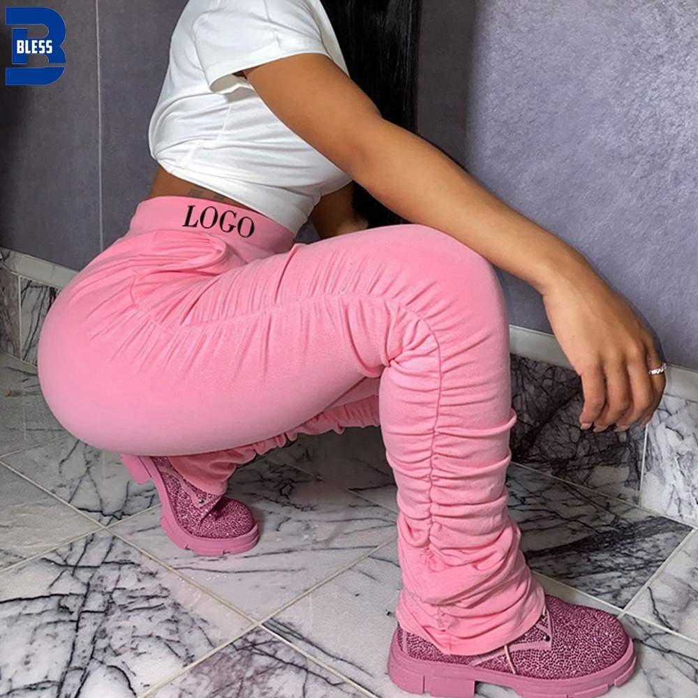 Trendy Custom Color Tight Wholesale Cotton Womens Stacked Pants Leggings